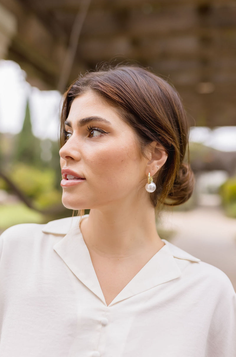 Oversized Pearl Drop Earrings Gold