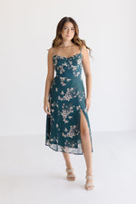 Tessa Sleeveless Floral Print Midi Dress Green