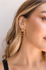 Double Hoop Drop Earrings Gold