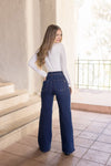 High Rise Wide Leg Jeans Dark Wash