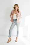 Long Sleeve Tweed Jacket Pink