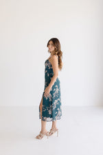 Tessa Sleeveless Floral Print Midi Dress Green