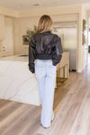  Vegan Leather Cropped Jacket Black