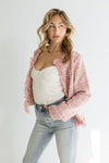 Long Sleeve Tweed Jacket Pink