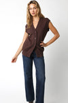 Sleeveless Button Down Sweater Vest Brown