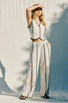 Waitlist 12/4 ♥ Mercy Sleeveless Contrast Linen Vest And Pants Natural