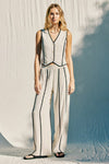 Waitlist 12/4 ♥ Mercy Sleeveless Contrast Linen Vest And Pants Natural