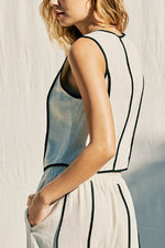 Waitlist 12/4 ♥ Mercy Sleeveless Contrast Linen Vest And Pants Natural