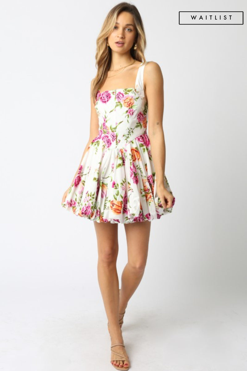 Sleeveless Floral Print Mini Dress White