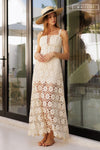 Waitlist 2/5 ♥ Wilder Sleeveless Crochet Floral Lace Maxi Dress Natural