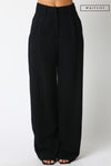 High Waist Woven Wide Leg Pants Black