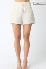 High Waist Linen Shorts Natural