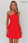 Sleeveless One Shoulder Mini Dress Red