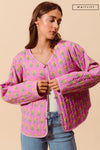 Long Sleeve Floral Print Quilted Jacket Rose