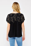 Poppy Short Sleeve Embroidered Top Black