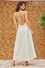 Sleeveless Open Back Linen Maxi Dress Natural