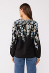 Adrian Long Sleeve Floral Print Top Black