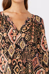 Autumn Long Sleeve Abstract Print Top Black