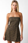 Salena Sleeveless Leopard Print Mini Dress Brown