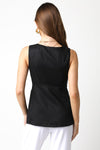 Charlene Sleeveless Linen Button Down Vest Top Black