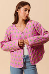 Long Sleeve Floral Print Quilted Jacket Rose