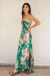 Sleeveless Floral Print Maxi Dress Green