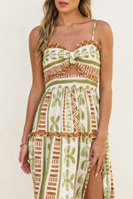 Waitlist 5/21 ♥ Holland Sleeveless Cut Out Abstract Print Maxi Dress Green