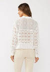 Long Sleeve Embroidered Eyelet Button Down Top White