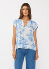 Waitlist 2/10 ♥ Doreen Short Ruffle Sleeve Floral Print Top Blue