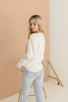 Crew Neck Heart Print Sweater White