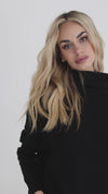 Gwen Long Sleeve Slouched Funnel Neck Sweater Black